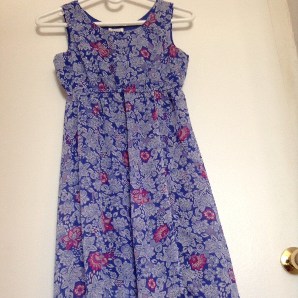 Girls Summer Dress w/Handkerchief Hem, Sz 14
